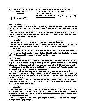 Đề thi chọn học sinh giỏi cấp tỉnh môn Giáo d