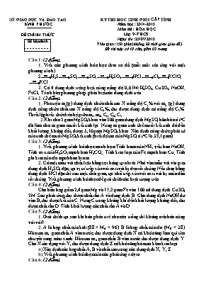 Đề thi chọn học sinh giỏi cấp tỉnh môn Hóa họ