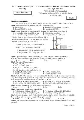 Đề thi chọn học sinh giỏi cấp tỉnh môn Hóa họ