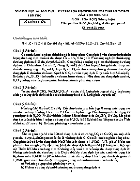 Đề thi chọn học sinh giỏi cấp tỉnh môn Hóa họ