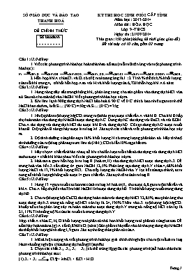 Đề thi chọn học sinh giỏi cấp tỉnh môn Hóa học Lớp 9 - Năm học 2013-2014 - Sở GD & ĐT Thanh Hóa (Có đáp án)
