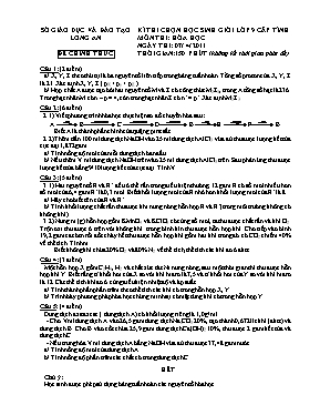 Đề thi chọn học sinh giỏi cấp tỉnh môn Hóa học Lớp 9 - Năm học 2010-2011 - Sở GD & ĐT Long An (Có đáp án)