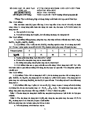 Đề thi chọn học sinh giỏi cấp tỉnh môn Hóa học Lớp 9 - Năm học 2015-2016 - Sở GD & ĐT Long An (Có đáp án)