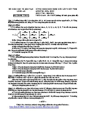 Đề thi chọn học sinh giỏi cấp tỉnh môn Hóa họ