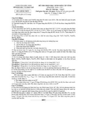 Đề thi chọn học sinh giỏi cấp tỉnh môn Hóa họ