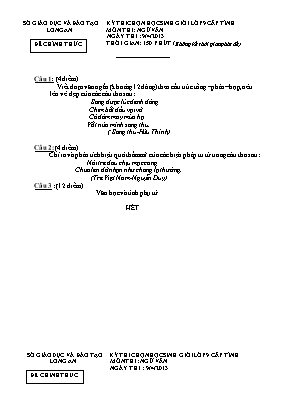 Đề thi chọn học sinh giỏi cấp tỉnh môn Ngữ vă