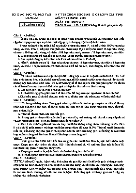 Đề thi chọn học sinh giỏi cấp tỉnh môn Sinh học Lớp 9 năm 2014 - Sở GD & ĐT Long An (Có đáp án)