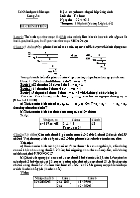Đề thi chọn học sinh giỏi cấp tỉnh môn Tin họ