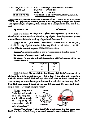 Đề thi chọn học sinh giỏi cấp tỉnh môn Tin họ