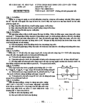Đề thi chọn học sinh giỏi cấp tỉnh môn Vật lý Lớp 9 - Năm học 2013-2014 - Sở GD & ĐT Long An (Có đáp án)