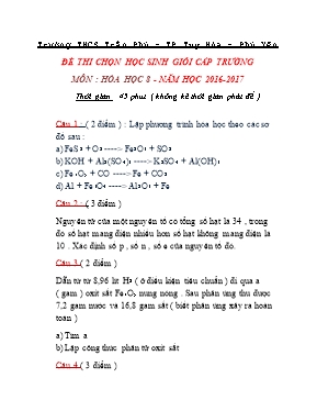 Đề thi chọn học sinh giỏi cấp trường môn Hóa 