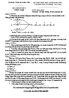 Đề thi chọn học sinh giỏi cấp trường môn Hóa học Lớp 9 - Năm học 2011-2012 - Trường THCS Nguyễn Trãi (Có đáp án)