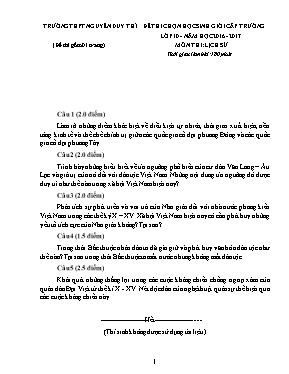 Đề thi chọn học sinh giỏi cấp trường môn Lịch