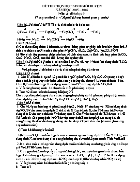 Đề thi chọn học sinh giỏi huyện môn Hóa học L