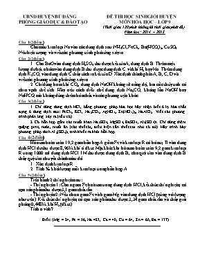 Đề thi chọn học sinh giỏi huyện môn Hóa học L