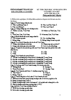 Đề thi chọn học sinh giỏi môn Địa lý Lớp 8 -