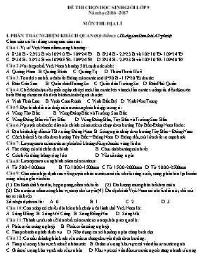 Đề thi chọn học sinh giỏi môn Địa lý Lớp 9 - 