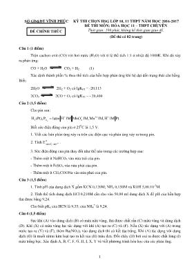 Đề thi chọn học sinh giỏi môn Hóa học Lớp 11 