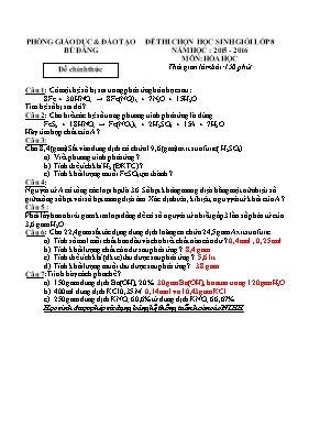Đề thi chọn học sinh giỏi môn Hóa học Lớp 8 -