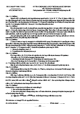 Đề thi chọn học sinh giỏi môn Hóa học Lớp 9 - Năm học 2009-2010 - Sở GD & ĐT Vĩnh Phúc (Có đáp án)