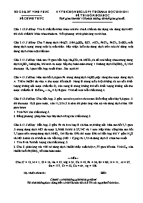 Đề thi chọn học sinh giỏi môn Hóa học Lớp 9 - Năm học 2010-2011 - Sở GD & ĐT Vĩnh Phúc (Có đáp án)