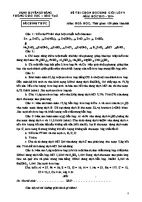 Đề thi chọn học sinh giỏi môn Hóa học Lớp 9 - Năm học 2013-2014 - Phòng GD & ĐT Bù Đăng (Có đáp án)