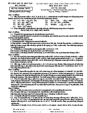Đề thi chọn học sinh giỏi môn Hóa học Lớp 9 -