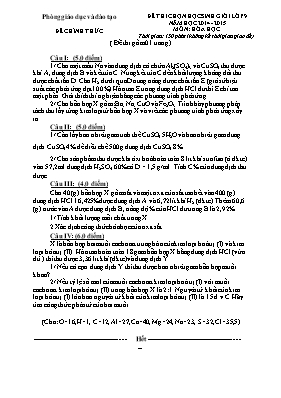 Đề thi chọn học sinh giỏi môn Hóa học Lớp 9 -