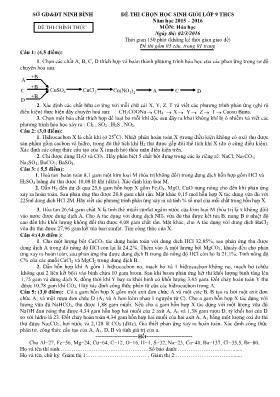 Đề thi chọn học sinh giỏi môn Hóa học Lớp 9 -