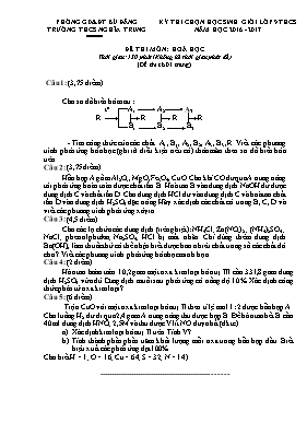 Đề thi chọn học sinh giỏi môn Hóa học Lớp 9 - Năm học 2016-2017 - Trường THCS Nghĩa Trung