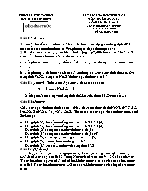 Đề thi chọn học sinh giỏi môn Hóa học Lớp 9 -
