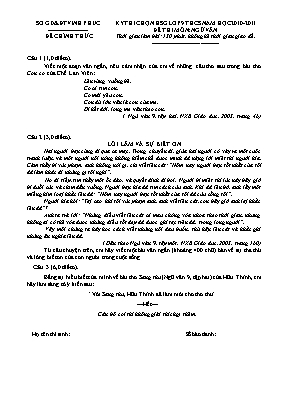 Đề thi chọn học sinh giỏi môn Ngữ văn Lớp 9 -