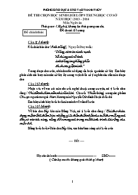 Đề thi chọn học sinh giỏi môn Ngữ văn Lớp 9 -