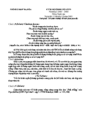 Đề thi chọn học sinh giỏi môn Ngữ văn Lớp 9 -