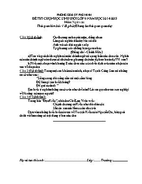 Đề thi chọn học sinh giỏi môn Ngữ văn Lớp 9 -