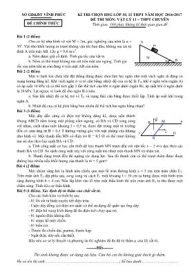 Đề thi chọn học sinh giỏi môn Vật lý Lớp 11 (