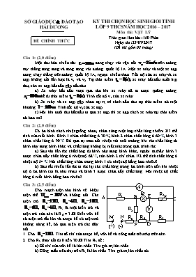 Đề thi chọn học sinh giỏi tỉnh môn Vật lý Lớp