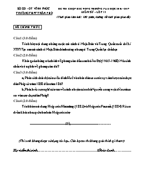 Đề thi chọn học sinh giỏi vòng trường môn Lịc