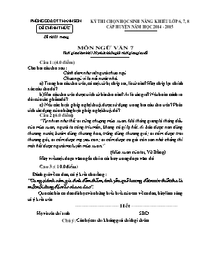 Đề thi chọn học sinh năng khiếu cấp huyện môn Ngữ văn Lớp 7 - Năm học 2014-2015 - Phòng GD & ĐT Thanh Sơn (Có đáp án)