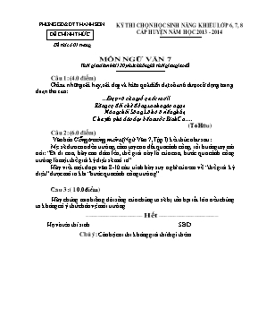 Đề thi chọn học sinh năng khiếu cấp huyện môn Ngữ văn Lớp 7 - Năm học 2013-2014 - Phòng GD & ĐT Thanh Sơn (Có đáp án)