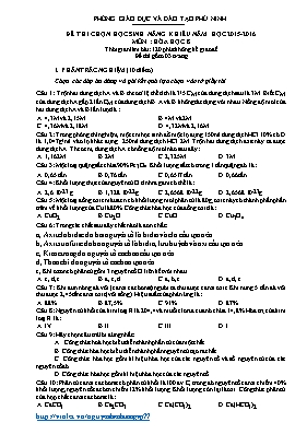 Đề thi chọn học sinh năng khiếu môn Hóa học L