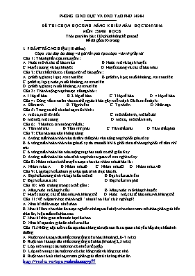 Đề thi chọn học sinh năng khiếu môn Sinh học