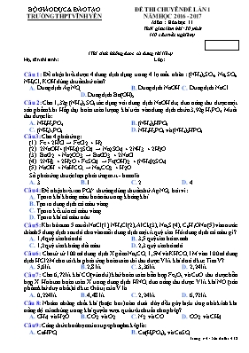 Đề thi Chuyên đề lần 1 môn Hóa học Lớp 11 - N