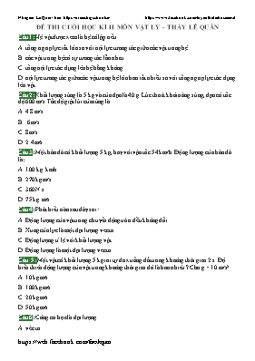 Đề thi cuối học kì II môn Vật lý Lớp 10