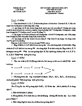 Đề thi đề xuất chọn học sinh giỏi môn Hóa học Lớp 9 - Năm học 2015-2016 - Phòng GD & ĐT Lộc Ninh (Có đáp án)