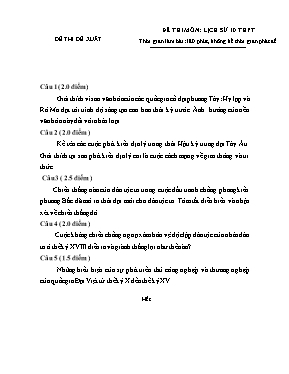 Đề thi đề xuất học sinh giỏi môn Lịch sử Lớp 
