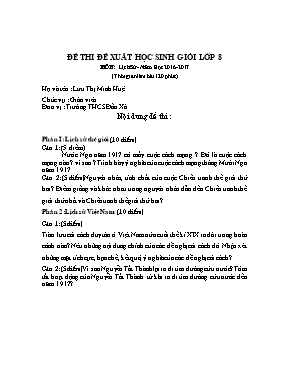 Đề thi đề xuất học sinh giỏi môn Lịch sử Lớp 