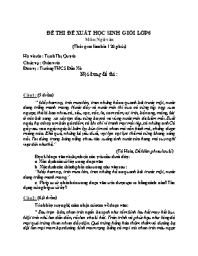 Đề thi đề xuất học sinh giỏi môn Ngữ văn Lớp 