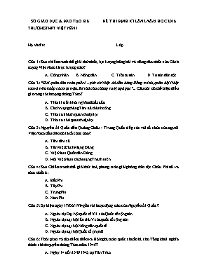 Đề thi định kỳ lần 2 môn Lịch sử Lớp 12 năm 2