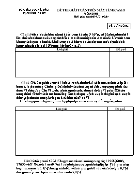 Đề thi dự phòng giải toán trên máy tính Casio